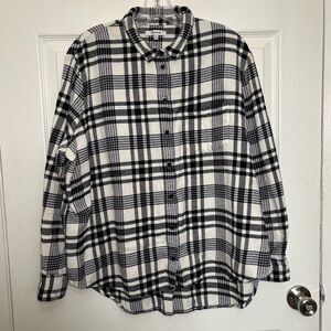 MADEWELL Black and White Button Down Ladies Flannel Top | size XL